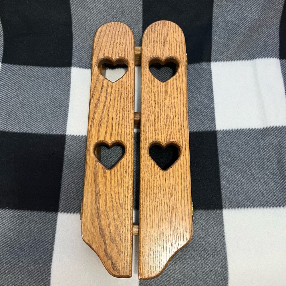 Rustic Amish Handcrafted Wood Wall Mount with Doors Heart Cut-out Peg Hooks